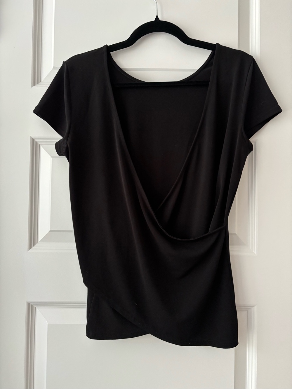 Express Black Short Sleeve Drape-Back Top S